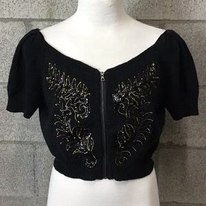 Betsey Johnson Short Sleeve Crop Top